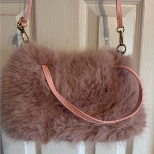 Pink Faux Fur Shoulder Bag